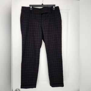 Ann Taylor Loft Marissa Straight Dress Pants 10 navy plaid